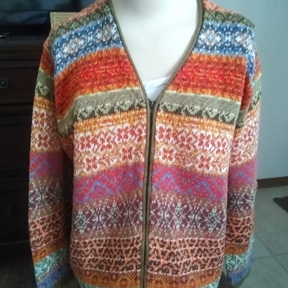 Peruvian Connection Zip Front Sweater